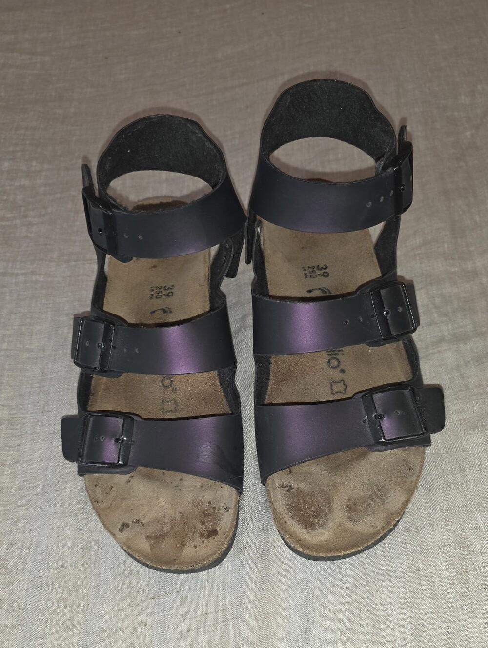 Birkenstock Papillo Three-Strap Buckle Sandals in Irridescent Purple SZ 39 - Picture 3 of 8
